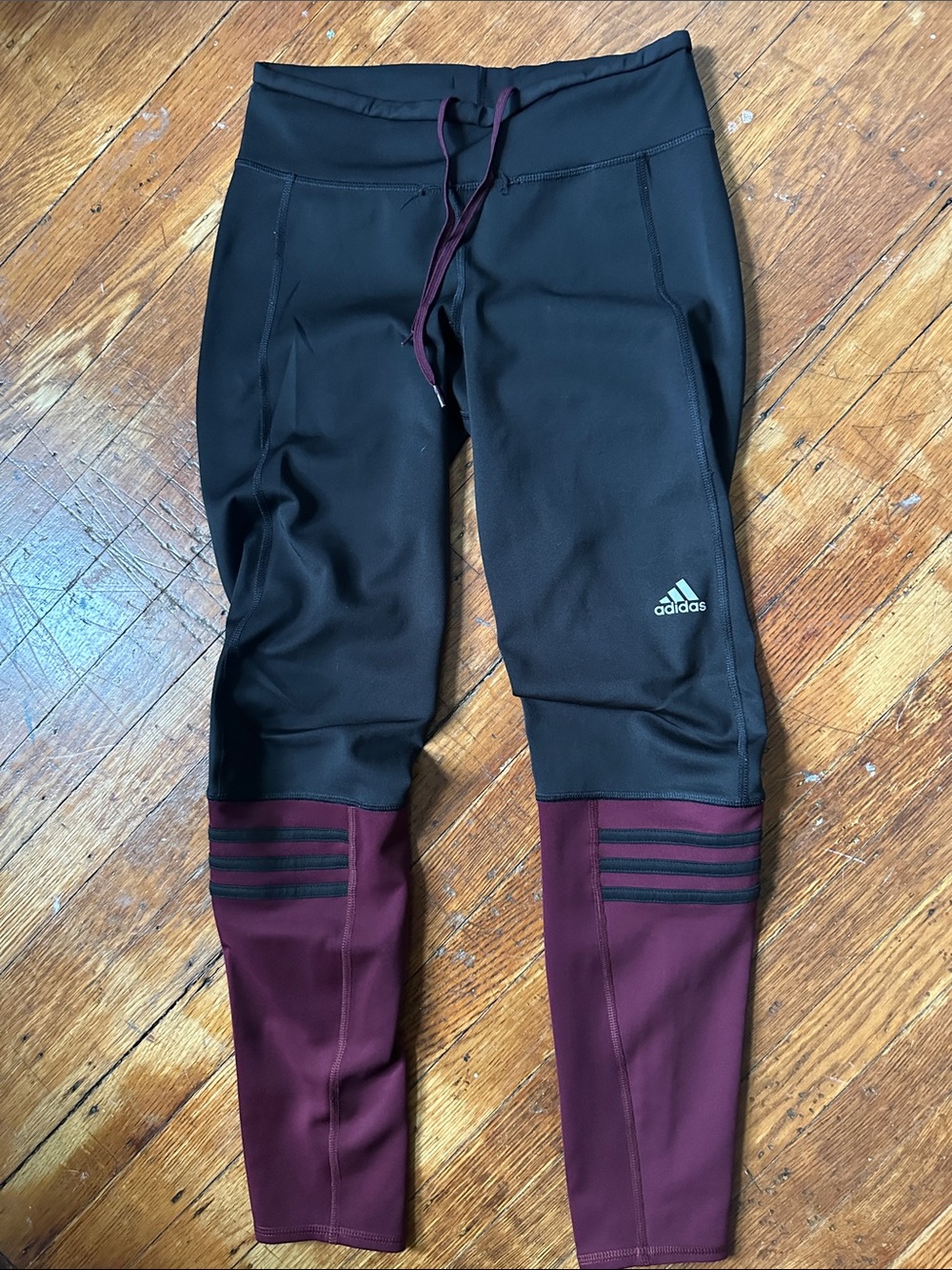adidas Black & Burgundy Athletic Leggings